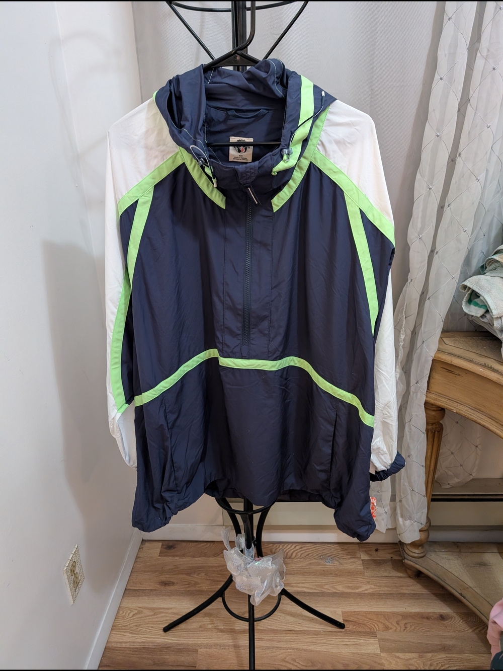Free People Navy, White & Neon Green Jacket Size Medium